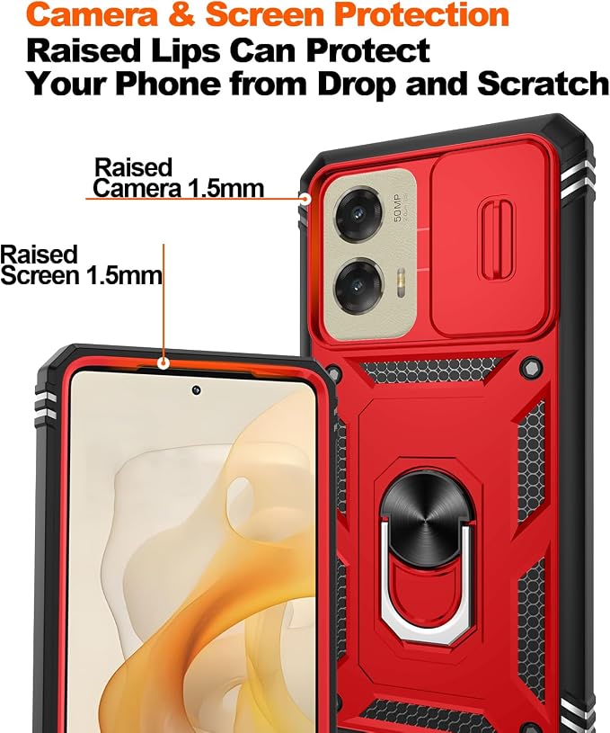 Gritup for Motorola Moto G Stylus 5G 2024 Case: G Stylus 2024 Case with Screen Protector*2 [Magnetic Stand] [Slide Camera Cover] Shock Proof Military-Grade para G Stylus-5G-2024 Red+Black - Image 4