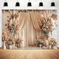 15X10ft Boho Floral Wedding Backdrop Wall Background Photography Beige Vintage Flowers Backdrops for Parties Wedding, Girls Birthday Princess Weeding Bridal Shower Floral Anniversary Ceremony Decor by JAWO