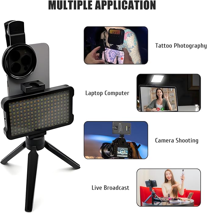 120 LED Tattoo Light with CPL Filter | Clip-On Phone Camera Light for Tattoo Photography and Video, Adjustable LED Lighting for Artists, iPhone and Mobile Devices - Image 7