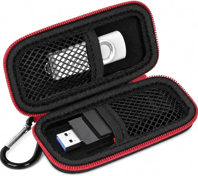USB Flash Drive Case for SanDisk for Samsung, for SD/SDXC/SDHC Memory Cards | for Buffalo External 1.0TB Portable SSD, Mini Electronic Accessories Organizer, Office/Travel Use, Thumb Drive Bag Only by Casmilee