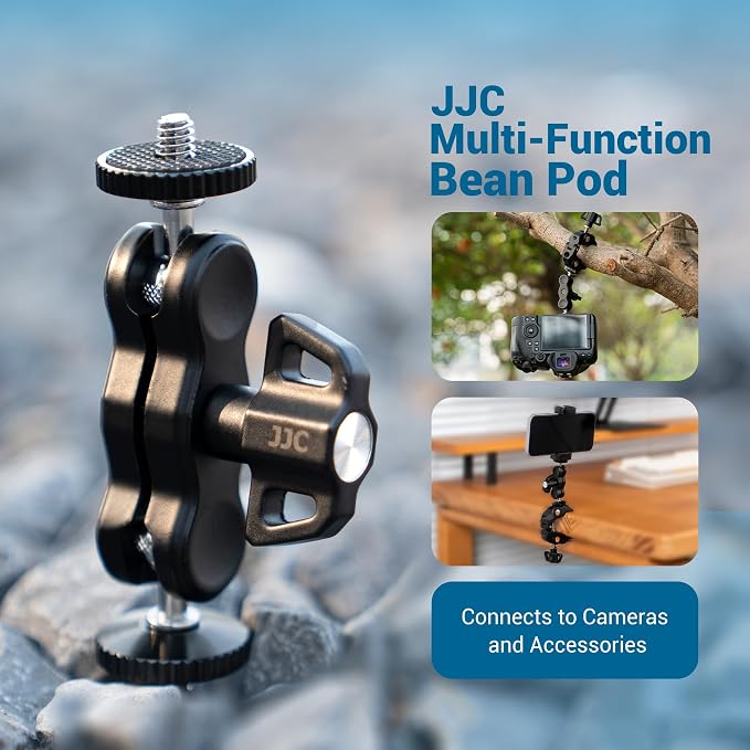 Universal Adjustable Magic Arm with 2 Ballhead & 1/4''-20 Screws for Super C Clamp Action Camera Cage, 360° Rotatable Double Ball Head Adapter for Insta360 X5 X4 Air Osmo Action 6 5 Pro Nano Pocket 4 - Image 2