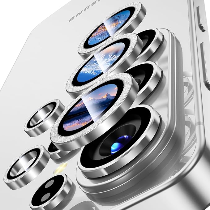 Uyiton for Samsung Galaxy S26 Ultra Camera Lens Protector, Unique Design | Case-Friendly, Ultra-Thin, Military-Grade Sapphire Glass with Aluminum Metal Rear Camera Screen Cover, Glitter Silver - Image 7