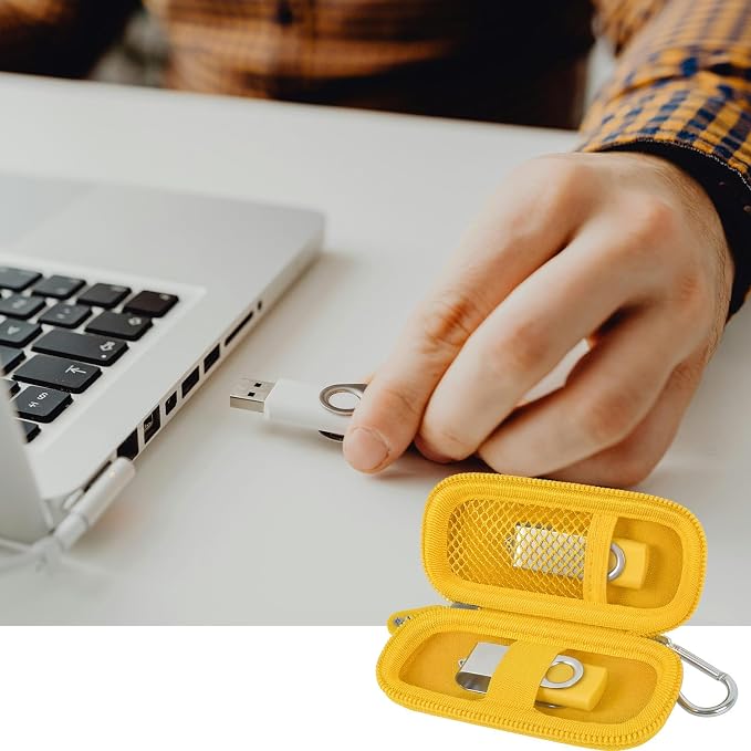 USB Flash Drive Case, SD Card/Thumb Drive/Memory Cards Holder, Bag Only | SDXC/SDHC Storage, Electronic Accessories Organizer for SanDisk / for Samsung, for Students/IT/Office/School/Travel, Yellow - Image 7