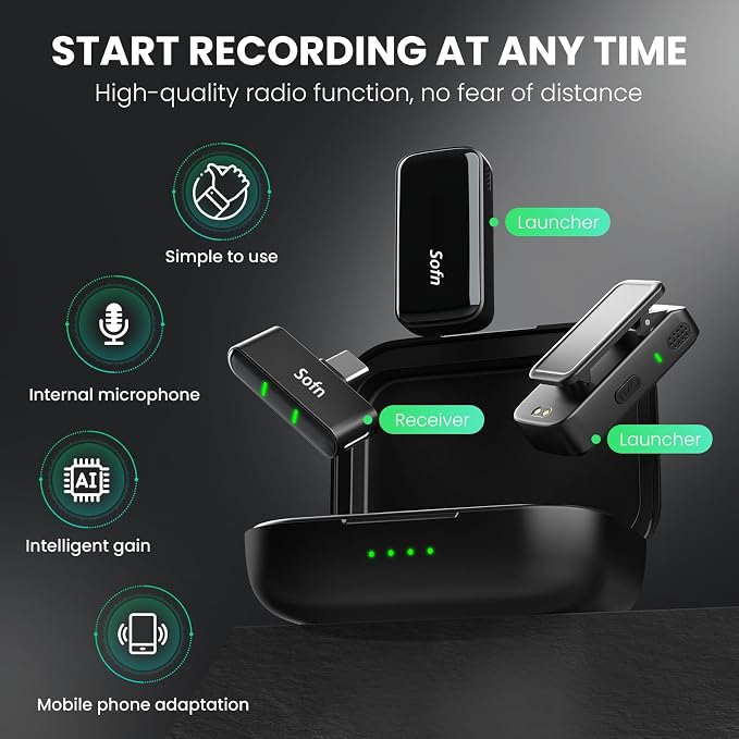 PocketGo Wireless Lavalier Microphone for iPhone, Phone, Vlog, YouTube | AI Noise Cancellation, 30H Battery Life, Portable Design, Plug & Play, Built for TikTok & YouTube Vlogs, Lapel Microphones - Image 2
