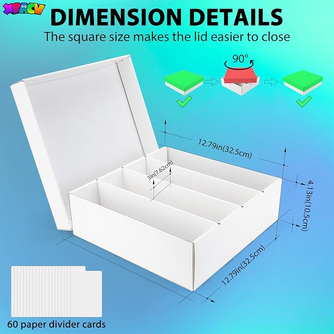 Trading Card Storage Box, 4 Row 3200 Count Collector Cards Box with Divider | White Corrugated Cardboard Compatible with Top Loader Organizer Sorting Tray Box for Sports Cards, MTG, TCG Cards (3-Pack) - Image 4