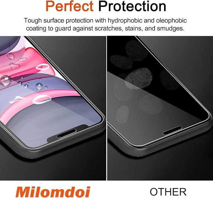 Milomdoi Screen Protector for iPhone 11,Tempered Glass | 4+4 Pack, 9H+ Hardness, Camera Lens Protector, Military Grade Shatterproof, Easy Installation, No Bubbles, Case Friendly - Image 5