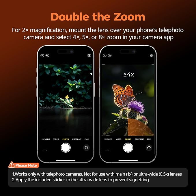 SmallRig 2X Telephoto Lens for iPhone 17/16/15 Pro Max, 2X Magnification HD Lens with T-Mount for Phone Case, Compatible with Smartphone 4x/5x/8x Telephoto Camera - 5920 - Image 2