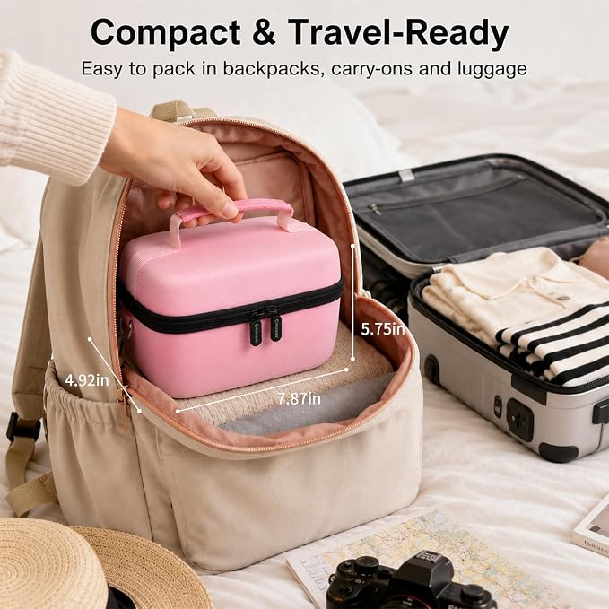 Comecase Large Travel 4K Vlogging Camera Case for Duluvulu/for AUREAPIX | Outdoor Camera Storage with 2 Dividers and Mesh Pocket, for Vloggers and Content Creators, Trip Ready, Pink - Case Only - Image 9
