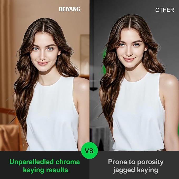 BEIYANG 5 Ft x6.5 Ft Photography Backdrop Green Screen, Green Background Non-Reflective Fabric, Wrinkle Resistance Greenscreen Photo Background for Chromakey Photo Studio Video Shooting - Image 5