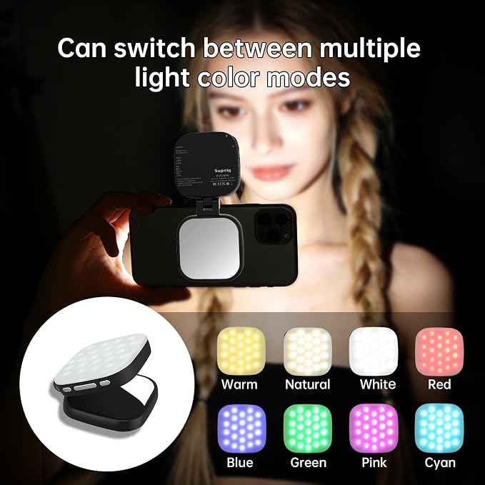 Suptig Magnetic Selfie Light, Selfie Light Phone Light Compatible for iPhone Magsafe, RGB 360° LED Ring Light for Phone with Mirror for Selfies/Photography/Vlog/TikTok/Video Conference - Image 3