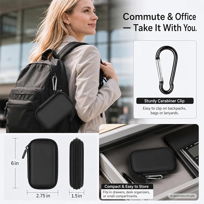 ALKOO Flash Drive Case USB Storage Case, Thumb Drive Holder, Holds 8, Black | Hard Shell, 8 Elastic Slots for USB Drives and SD/Memory Cards, Portable Travel and Office Organizer, Case Only, Black - Image 5