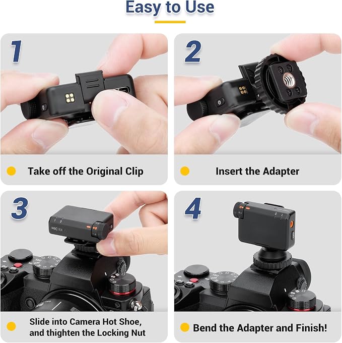 JJC Cold Shoe Mount Adapter for DJI Mic Mini / Mini 2 2S, Stable Anti-Slip | with Tighten Knob & 1/4"-20 Hole, High-Stength ABS, Angle Adjustable, Hot Shoe Accessories for DSLR Camera Video Recording - Image 4