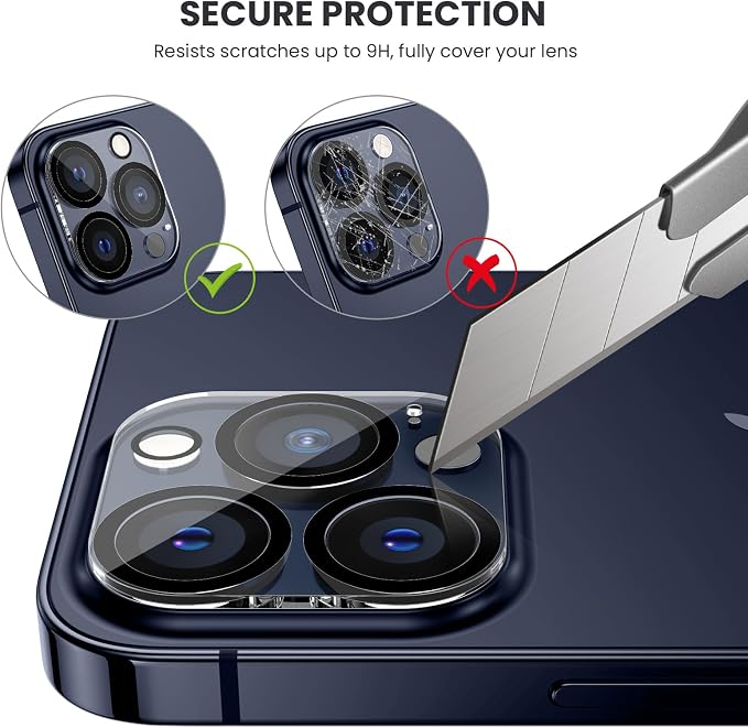 Tensea 3Pcs for iPhone 15 Pro / 15 Pro Max Camera Lens Protector | Tempered Glass Film Lens Cover Screen Protector, HD Clear, Full Edge to Edge, Case Friendly for iPhone 15 Pro/15 ProMax - Image 3