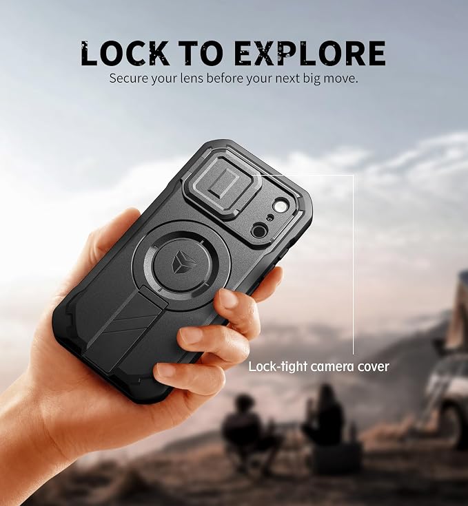 Dexnor for iPhone 17 Pro Case, [Built-in Flip Camera Cover & Camera Control Cover & Kickstand], Compatible with MagSafe, Heavy-Duty Rugged Shockproof Magnetic Phone Cover, 6.3 inch Black - Image 4