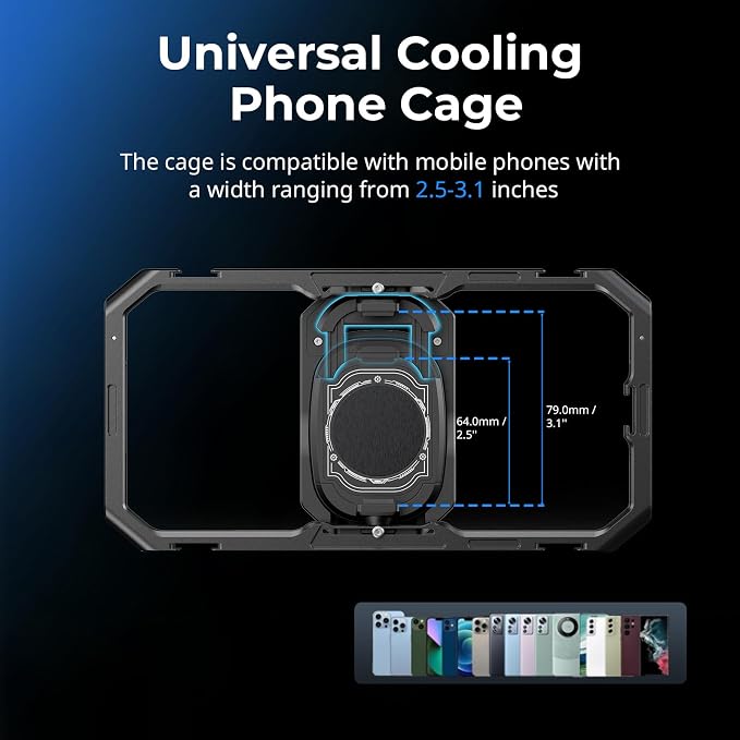 SMALLRIG All-in-One Cooling Dual Handle Phone Cage Kit for iPhone 17/16/Android, 15W Active Cooler & 4-in-1 USB-C Hub, Universal Compatibility 2.5-3.1" Phones, for Live Streaming- 5276 - Image 3