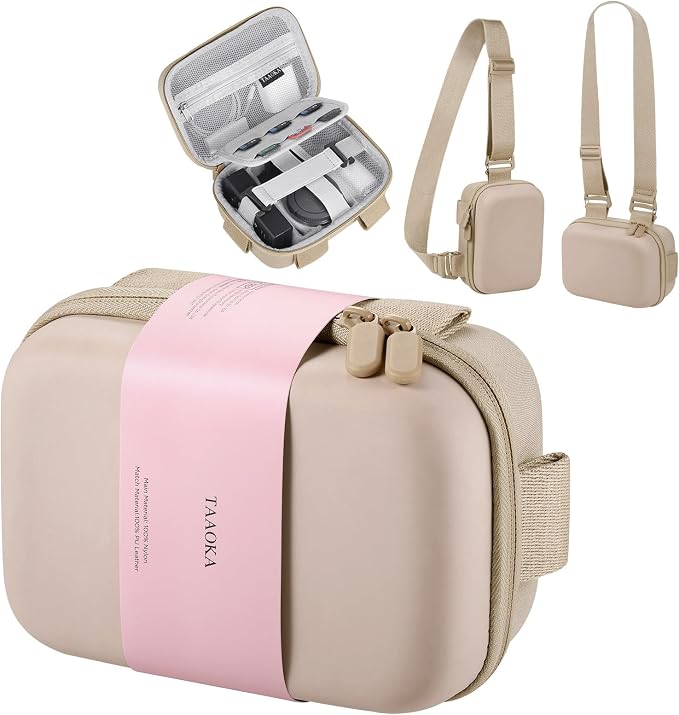TAAOKA Digital Camera Case, Protective & Lightweight Camera Case with 3 Carrying Ways, Waterproof & Shockproof Small Camera Bag for PowerShot/Sony DSCW800/DSCW830 - Beige by TAAOKA