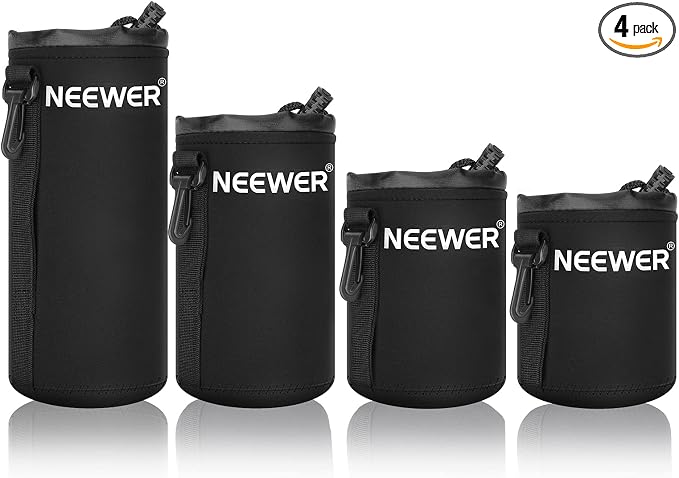 Neewer 4X Lens Case Lens Pouch Bag with Thick Protective Neoprene for DSLR Camera Lens (Fit for Canon, Nikon, Sony, Olympus, Panasonic) Includes: Small, Medium, Large, XL Size by Neewer