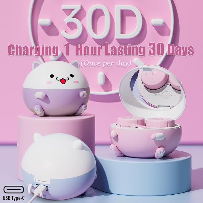 Vastsoon Cute Contact Lens Cleaner, Case Cleaning Machine with Solution Soak Case and Contact Lens Applicator Tool for Daily Vision Care, Travel Size (Pink) - Image 4