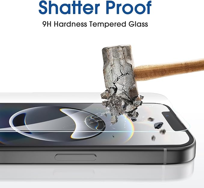 amFilm OneTouch for iPhone 17e / iPhone 16e Screen Protector Tempered Glass | Auto-Alignment, 30s Install, Bubble Free,Case Friendly,Scratch & Drop Protection, Camera Lens Protector[2+2 Pack] (16e-6.1'') - Image 4