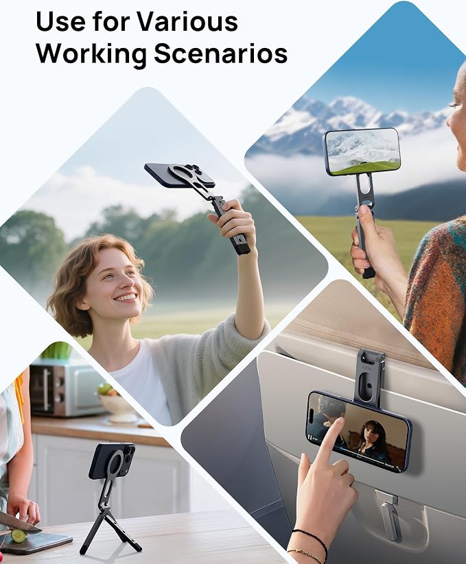 Magnetic Phone Tripod Stand for iPhone - Strong Magnet Foldable Cell Phone Stand for Vlog, Gym, Travel Essentials, Mini Tripod Phone Stand Compatible with iPhone 17 16 15 14 13 12 Series - Image 4