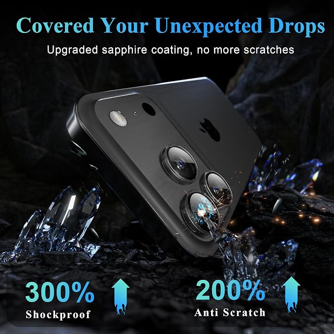 YWXTW Camera Lens Protector for iPhone 17 Pro/iPhone 17 Pro Max, [1 Step Installation Tray] Tempered Glass Screen Protector Metal Individual Camera Cover Accessories Case Friendly (Transparent-2Pack) - Image 3