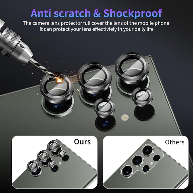 Camera Lens Protector for Samsung Galaxy S23 Ultra,1 Pack | Tempered Metal Glass Camera Cover Film,HD Clear,Anti-Scratch Lens Screen Protector Film,Case Friendly,Black Titanium - Image 4