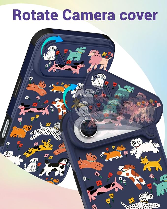 Buleens for iPhone 17 Air Case 6.5 Inch - with Ring Stand & Camera Cover Aesthetic Cute Designed for Women Girls Girly Cartoon Kawaii Dogs Phone Case for iPhone 17 Air Compatible with Magsafe - Image 3