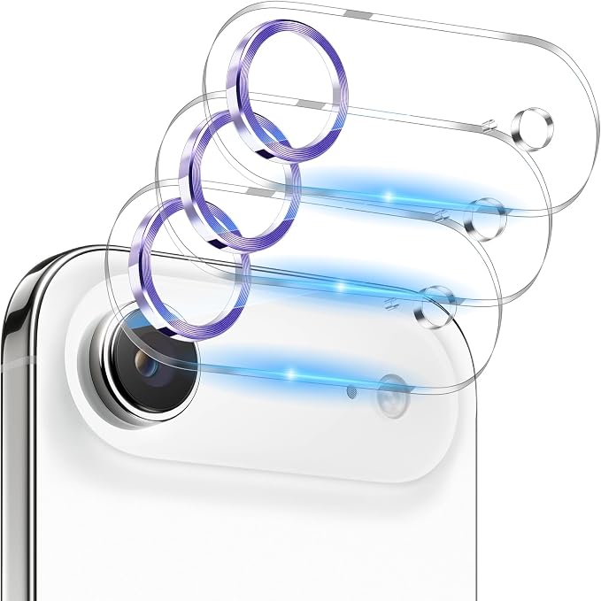 Dengduoduo 3 Pack Camera Lens Protector for iPhone Air, Tempered Glass, Ultra HD, 9H Hardness, Anti-Scratch, Case Friendly,[No Affect on Night Shots], Purple by Dengduoduo