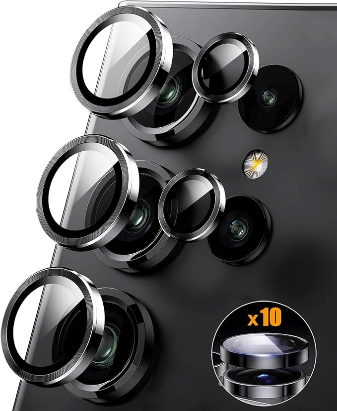 2 Set for Samsung Galaxy S25 Ultra 5G 2025 Camera Lens Protector, Samsung S 25 Ultra 9H Tempered Glass Camera Protector, Ultra HD, Anti Scratch, Black by Unknown