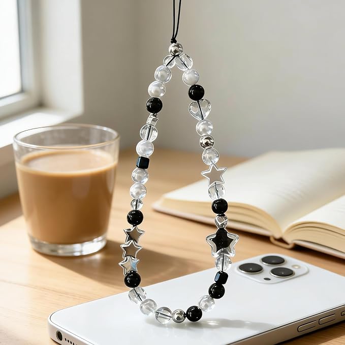 Cute Beaded Camera Wrist Strap for Phone, Digital Camera Charm Lanyard, Pearl Beaded Chain for Bag Keychain Gift - Image 3