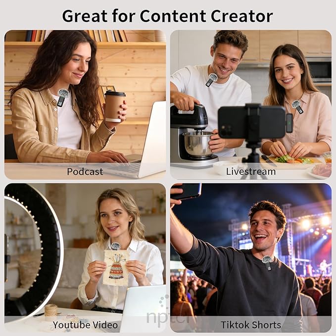 NPTCL Wireless USB Type C Microphone for iPhone 17/15/16 PC Laptop Computer | Noise Canceling, LED Digital Charge Display, 1100mAh Charging Case, Lavalier Mics for Content Creator Vlog Video Recording - Image 7