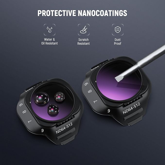 NEEWER Variable ND Filter Compatible with DJI Mini 5 Pro Drone Camera, Snap On Adjustable Neutral Density (ND64-512, 6-9 Stops) Lens Filter Multicoated Optical Glass Aerial Photography Accessories - Image 7