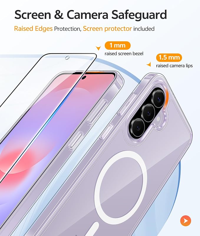 FNTCASE for Galaxy A37/A36 5G Phone Case, Fit for Magsafe, Screen Protector | Anti Yellowing Magnetic Back, 14FT Military Grade Drop Protection, Shockproof Protective, for Samsung A37 Cover, Transparent - Image 4