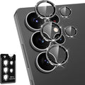 for Samsung Galaxy S25 Ultra Camera Lens Protector, Individual Metal Ring Tempered Glass Lens Cover, [Strong Adsorption] Scratch Resistant Ultra-Thin HD Clear Lens Cover, 1 Set-Black Sparkly by Btscase