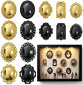 Lewtemi 14 Pcs Mini Frames Dollhouse, Vintage Black Gold Oval | Museum Accessories for Miniatures, Vintage Ornate Design with Hanging Holes, Ideal for Tiny Photo Display in 1:12 Scale Rooms by Lewtemi