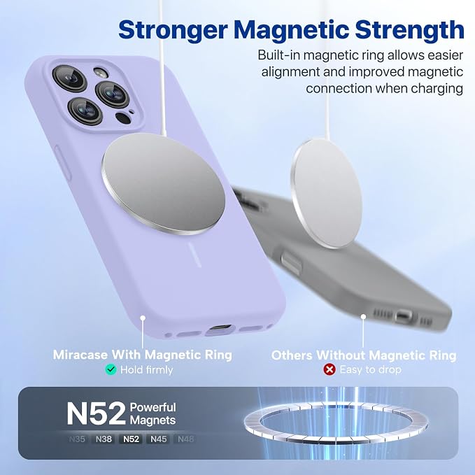 Miracase Magnetic for iPhone 15 Pro Case, Silicone, Soft Microfiber Lining - Image 5