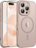 FNTCASE for iPhone 16 Pro Max Case, Fit for Magsafe, Glass Screen Protector | Full Camera Protection, Translucent Matte, 14FT Military Grade Drop Proof, Shockproof Protective Phone Cover, Desert Gold by FNTCASE