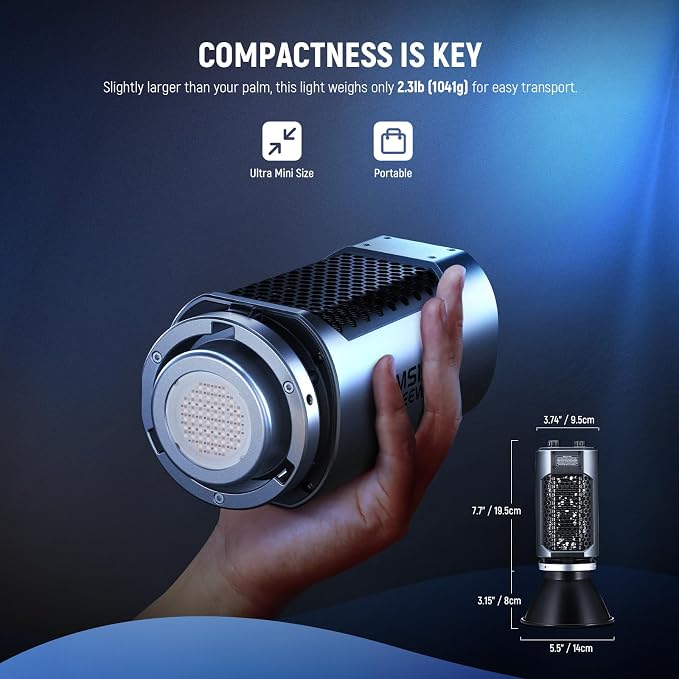NEEWER MS150C RGBWW LED Video Light with 2.4G/APP Control, 150W Metal Mini RGB COB Continuous Output Lighting Bowens Mount Handheld Spotlight 2700K-6500K, 18000lux/1m, CRI97+/TLCI98+,17 Effects, RGBCW - Image 3