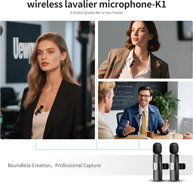 Wireless Microphone for iPhone iPad and Android Phone, 2 Pack Wireless Lavalier Lapel Mic with Noise Reduction, Plug and Play Mini Microphone for Video Recording Interview Podcast YouTube TikTok Vlog - Image 6