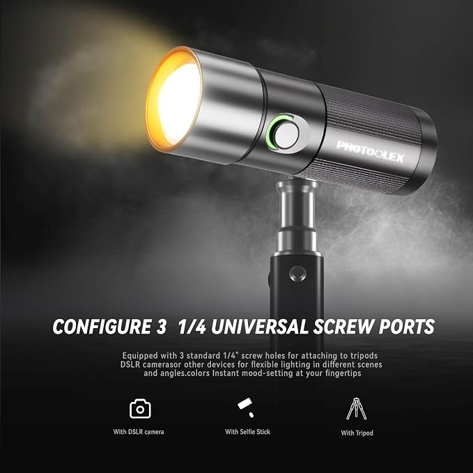 PHOTOOLEX RGB Photography Flashlight with 20 Metal Magnetic Gobos | CRI96+/8400mAh, 4 Colors LED Video Spotlight with Diffuser, Studio Spotlight for Creating an Photo Atmosphere, Content Create - Image 4