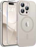 FNTCASE for iPhone 14 Pro Case, Compatible with Magsafe, Screen Protector | Full Camera Protection, Translucent Matte, 14FT Military Grade Drop Proof, Shockproof Protective Phone Cover, Off White by FNTCASE