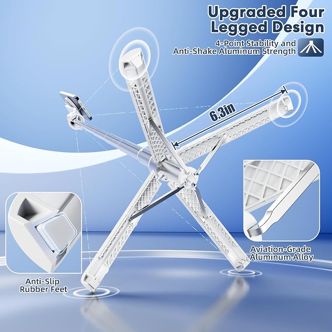 53''Magnetic Selfie Stick Tripod for iPhone Andiod with 1/4" Screw Mount | Cell Phone Tripod with Wireless Remote, 4-Leg Stable Base Tripod for IPhone 17 Pro Video Recording,TikTok Creator,Vlog,Travel - Image 5