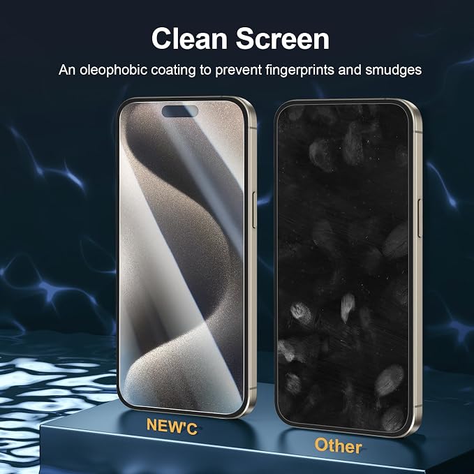 NEW'C 3x for iPhone 15 Pro Max Screen Protector (6.7 inches)+ 3x Camera Lens Protector, Sensor Protection, Case Friendly Tempered Glass Film + Dust Plug- Easy installation tool include - Image 5