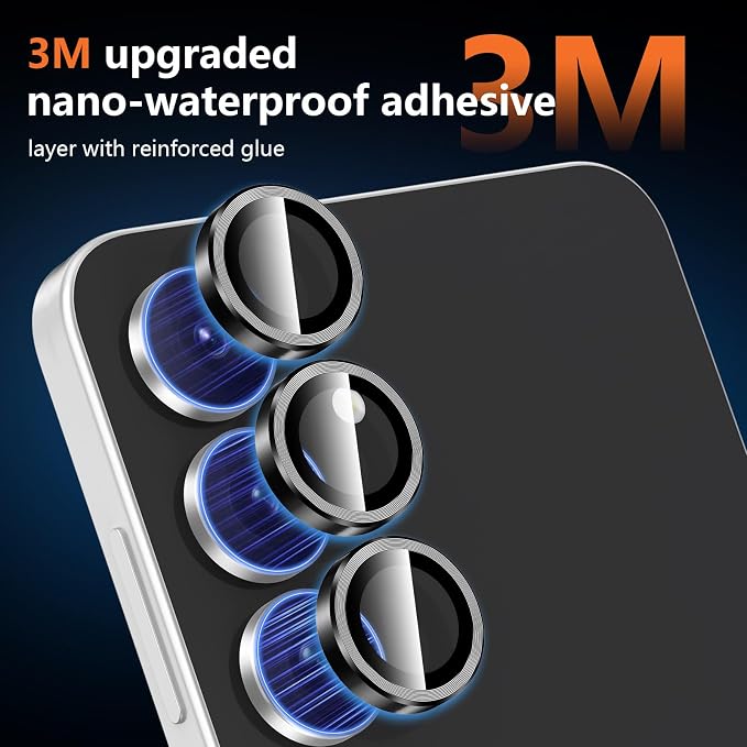 for Samsung Galaxy S25 FE Camera Lens Protector, Individual Metal Ring Tempered Glass Lens Cover, [Strong Adsorption] Scratch Resistant Ultra-Thin HD Clear Lens Cover, 1 Set-Black - Image 4