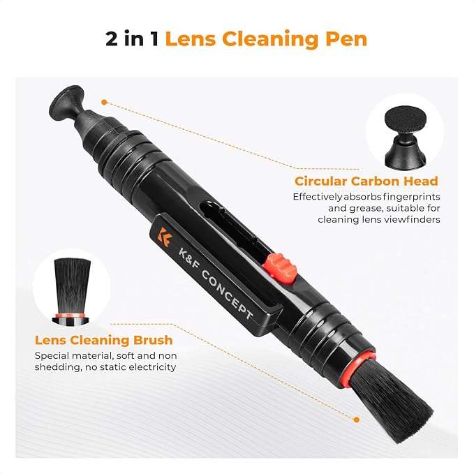 K&F CONCEPT 4 in 1 Camera Lens Cleaning Kit for Photography Beginner | Strong Blower, Multi Pen,Washable Reusable Microfiber Cloth, Precision Dust Removal,for Nikon Sony Canon DSLR Camera,MK06 - Image 5