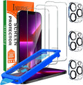 IMBZBK 3+3 Pack for iPhone 13 Pro Screen Protector, 9H+ Tempered Glass | Auto-Dust Removal Tool, with 3 Camera Lens Protectors, 9H+ Hardness, Military Grade Shatterproof, Case Friendly by IMBZBK