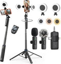 Content Creator Essentials Kit 71" Tripod Light Wireless Microphone &Remote | Vlogging Kit Tripod for iPhone/Android, No App, Selfie Stick Phone Stand for Video Recording Live Streaming TikTok, YouTube by Unknown