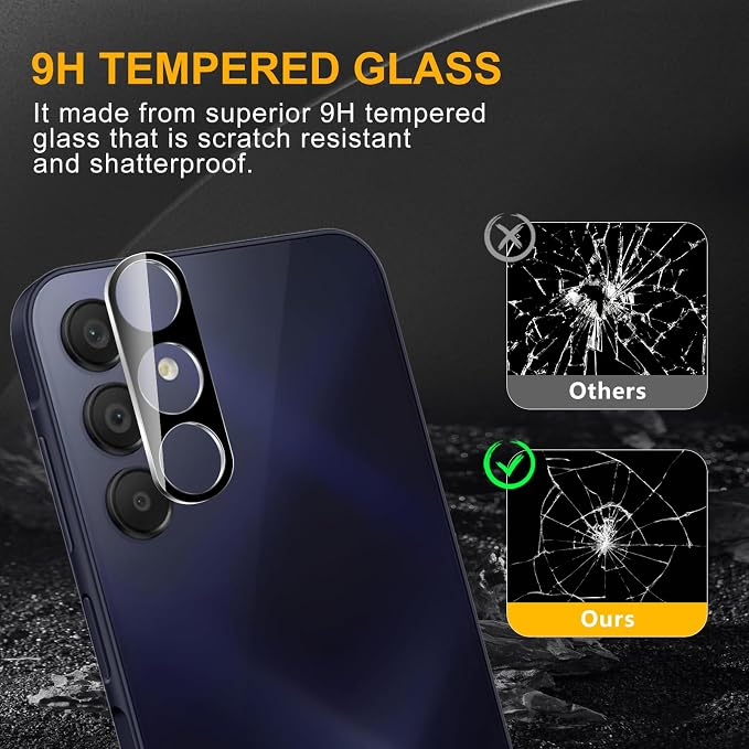 3 Pack Camera Lens Protector for Samsung Galaxy A15 5G | Tempered Glass,Anti-Fingerprint,9H Hardness,Scratch Resistant,Easy to Install,Bubble Free,HD Clarity - Image 7