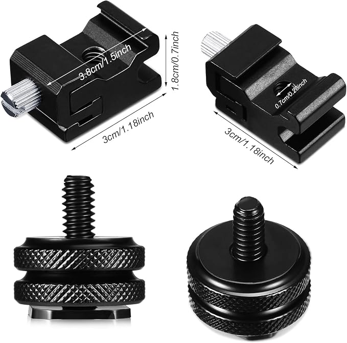 Weewooday 8 Pack Hot Shoe Adapter Kit, 1/4"-20 Cold Shoe Mount & Flash Stand Mount Set for DSLR Camera Rig, Tripod, Microphone, LED Light, Monitor - Image 4