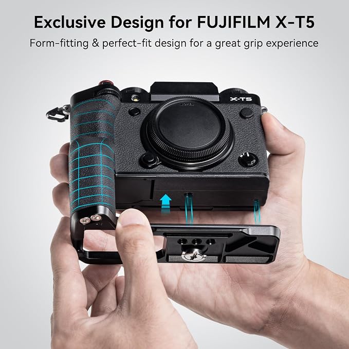 SMALLRIG Handgrip L-Shape Grip for FUJIFILM X-T5 with Shutter Button, Black | Built-in Quick Release Plate for Arca, 1/4"-20 holes, ergonomic silicone grip - Image 2